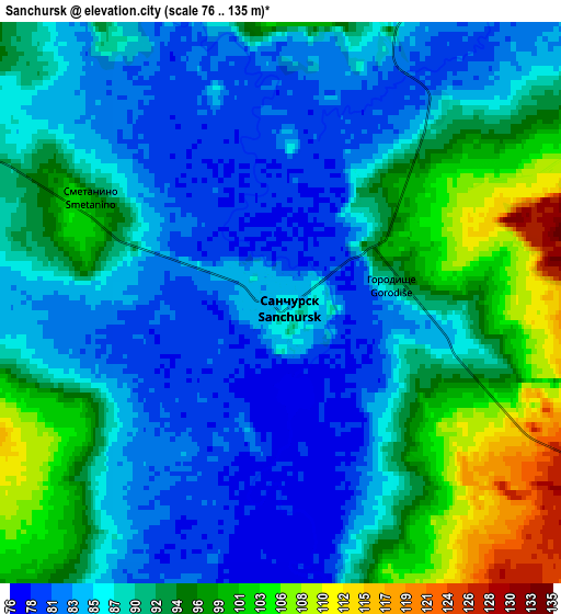Zoom OUT 2x Sanchursk, Russia elevation map