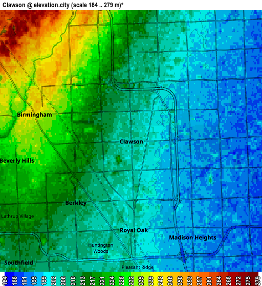 Zoom OUT 2x Clawson, United States elevation map