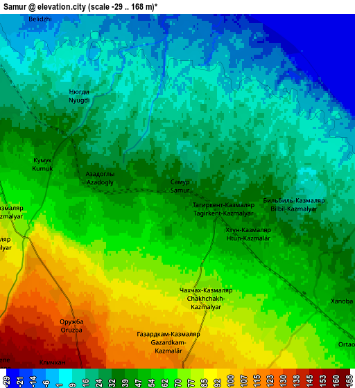 Zoom OUT 2x Samur, Russia elevation map