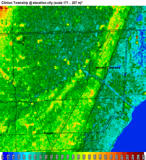 Zoom OUT 2x Clinton Township, United States elevation map