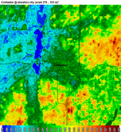 Zoom OUT 2x Coldwater, United States elevation map