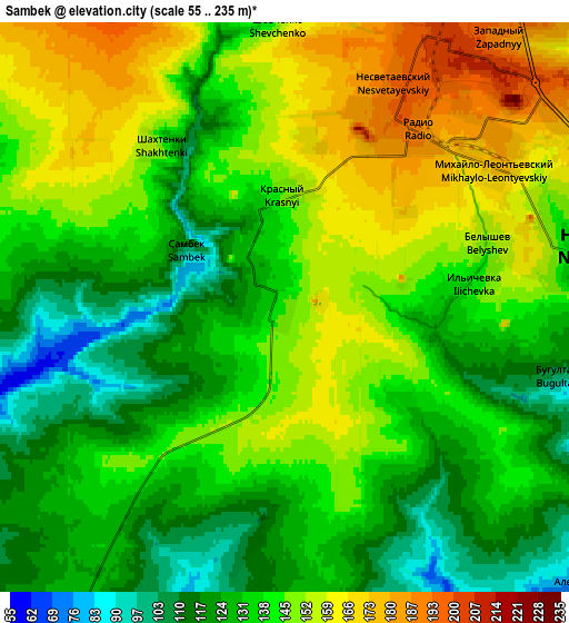 Zoom OUT 2x Sambek, Russia elevation map