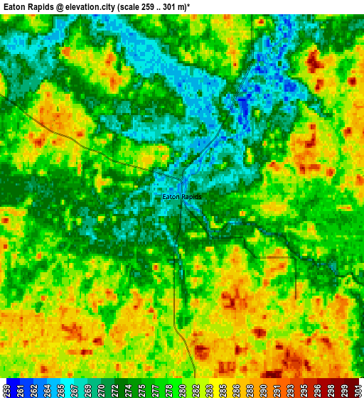 Zoom OUT 2x Eaton Rapids, United States elevation map