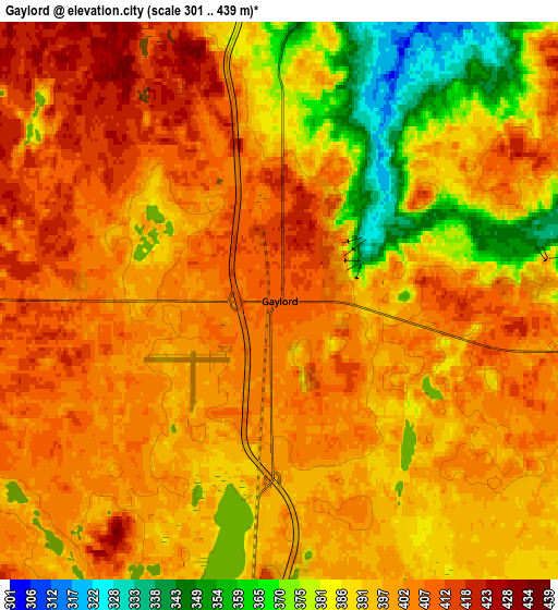 Zoom OUT 2x Gaylord, United States elevation map