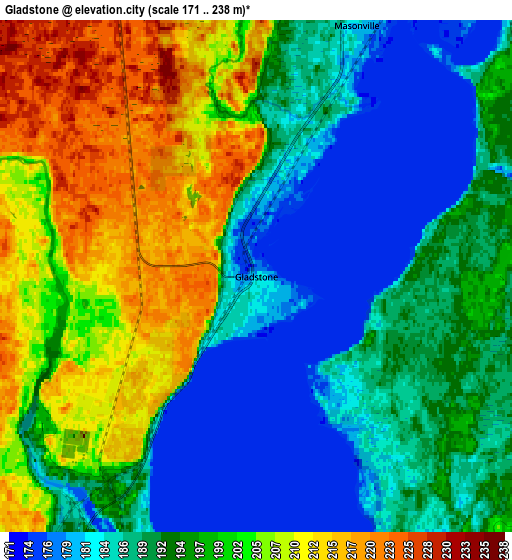 Zoom OUT 2x Gladstone, United States elevation map