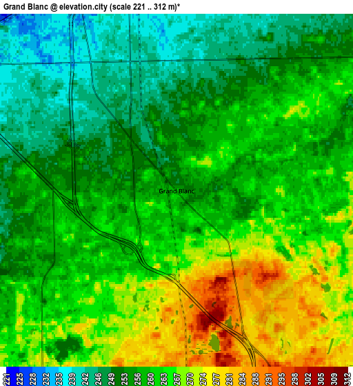 Zoom OUT 2x Grand Blanc, United States elevation map