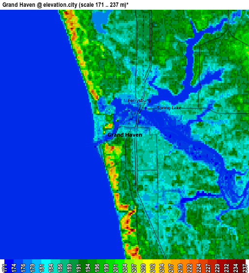 Zoom OUT 2x Grand Haven, United States elevation map