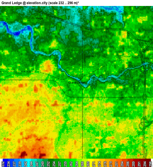 Zoom OUT 2x Grand Ledge, United States elevation map