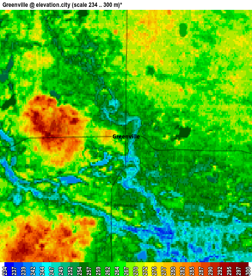 Zoom OUT 2x Greenville, United States elevation map