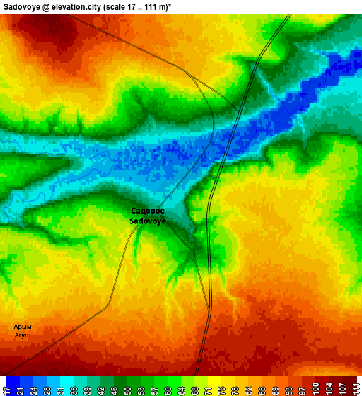 Zoom OUT 2x Sadovoye, Russia elevation map