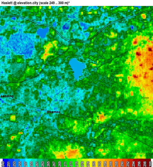 Zoom OUT 2x Haslett, United States elevation map