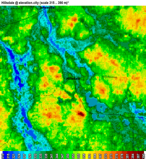 Zoom OUT 2x Hillsdale, United States elevation map