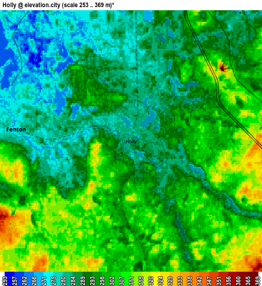 Zoom OUT 2x Holly, United States elevation map