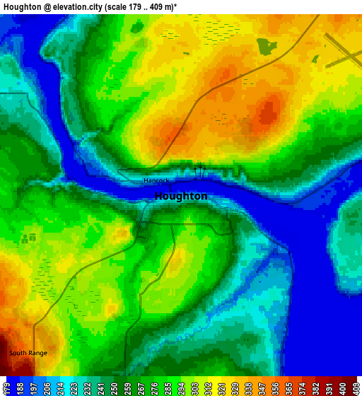 Zoom OUT 2x Houghton, United States elevation map