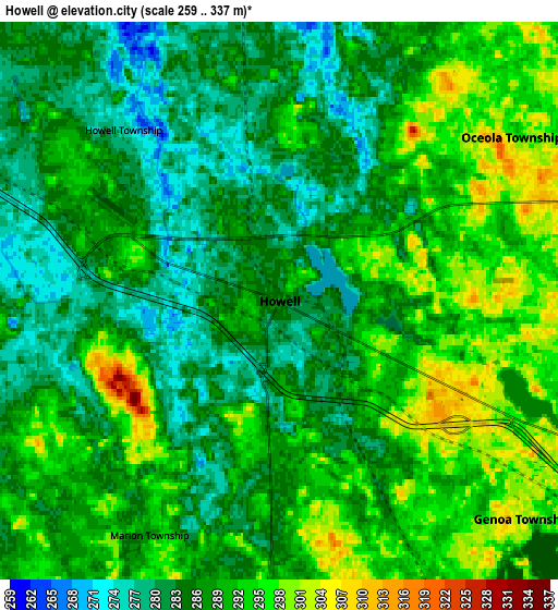 Zoom OUT 2x Howell, United States elevation map