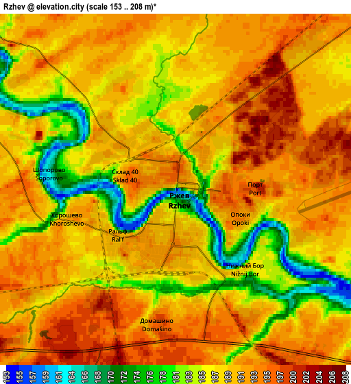 Zoom OUT 2x Rzhev, Russia elevation map