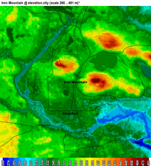 Zoom OUT 2x Iron Mountain, United States elevation map