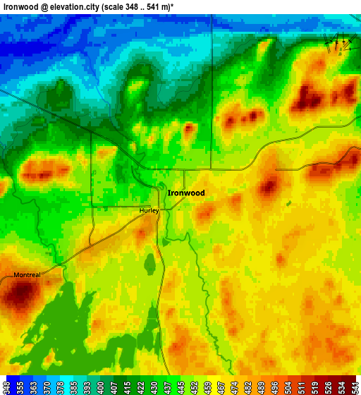 Zoom OUT 2x Ironwood, United States elevation map