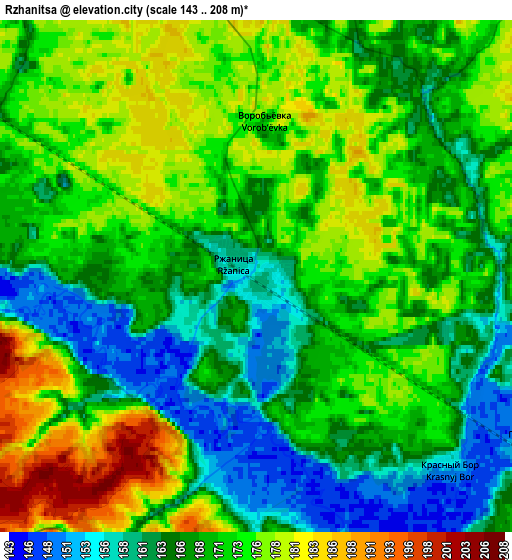 Zoom OUT 2x Rzhanitsa, Russia elevation map