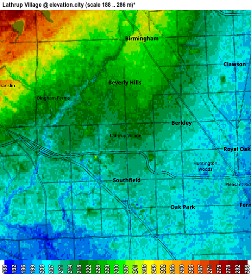 Zoom OUT 2x Lathrup Village, United States elevation map