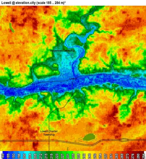 Zoom OUT 2x Lowell, United States elevation map