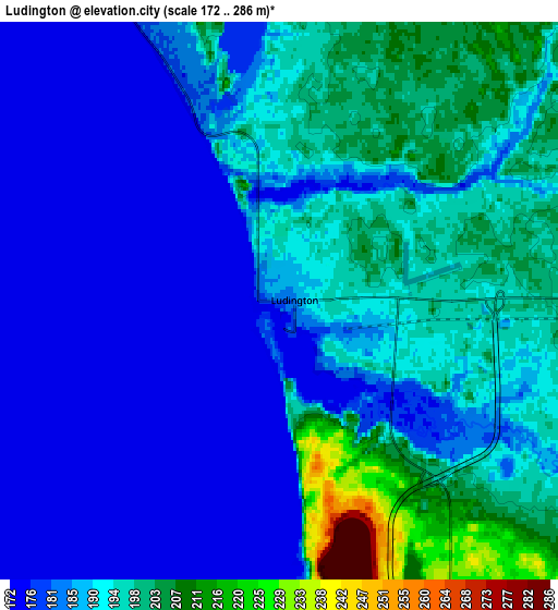 Zoom OUT 2x Ludington, United States elevation map