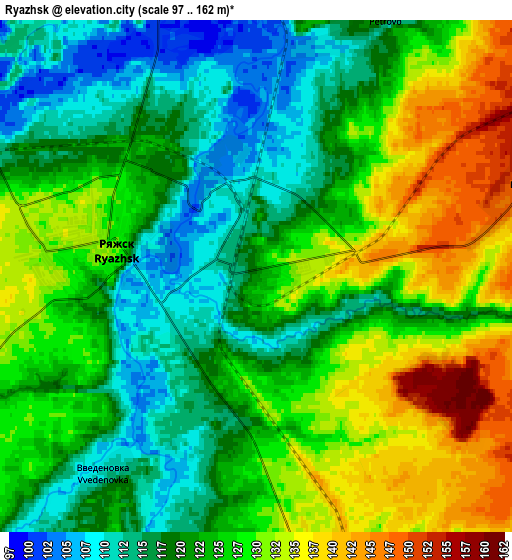 Zoom OUT 2x Ryazhsk, Russia elevation map