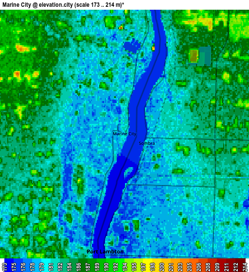 Zoom OUT 2x Marine City, United States elevation map