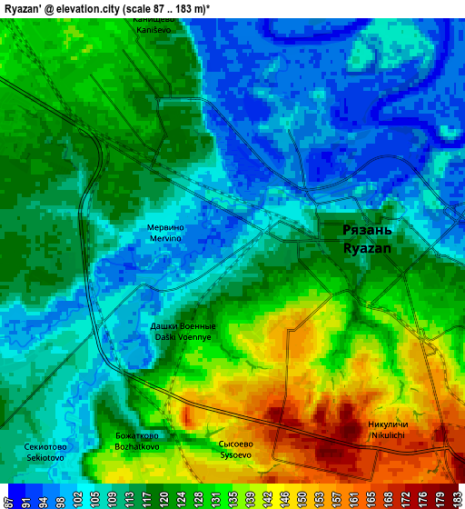 Zoom OUT 2x Ryazan’, Russia elevation map
