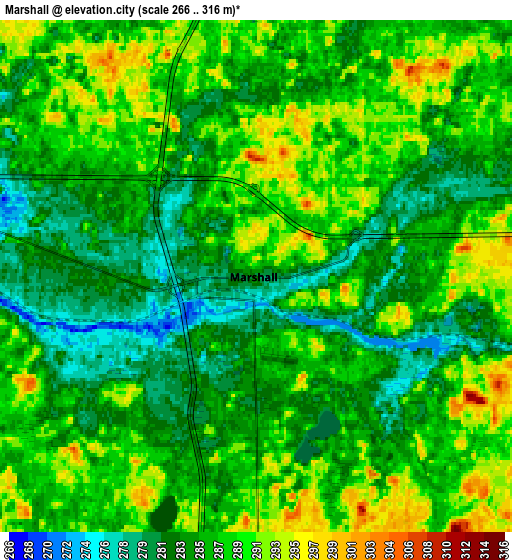 Zoom OUT 2x Marshall, United States elevation map