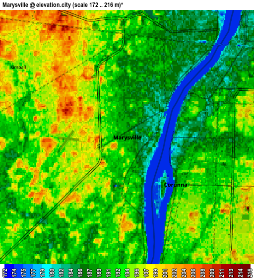 Zoom OUT 2x Marysville, United States elevation map