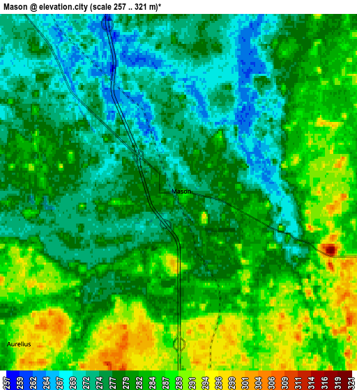 Zoom OUT 2x Mason, United States elevation map