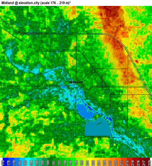 Zoom OUT 2x Midland, United States elevation map