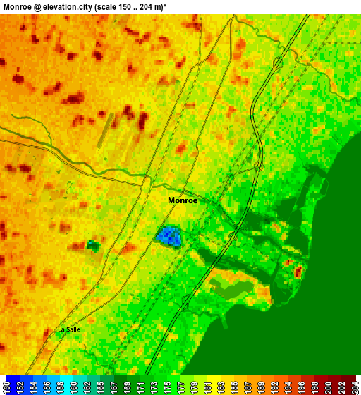 Zoom OUT 2x Monroe, United States elevation map