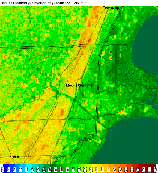 Zoom OUT 2x Mount Clemens, United States elevation map