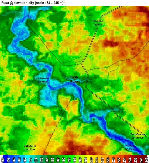 Zoom OUT 2x Ruza, Russia elevation map