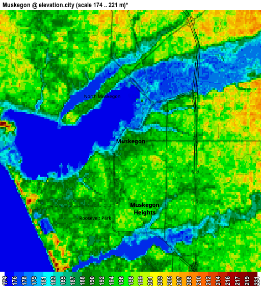 Zoom OUT 2x Muskegon, United States elevation map