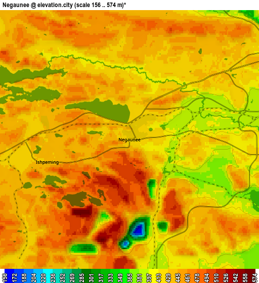 Zoom OUT 2x Negaunee, United States elevation map