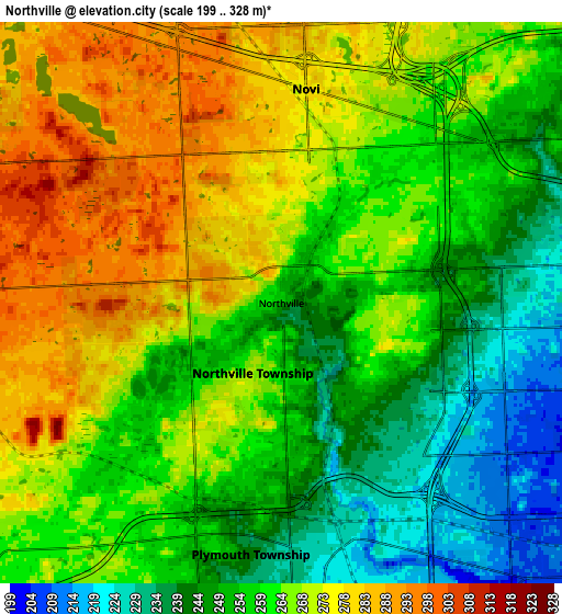 Zoom OUT 2x Northville, United States elevation map