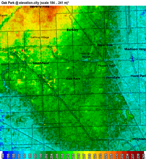 Zoom OUT 2x Oak Park, United States elevation map