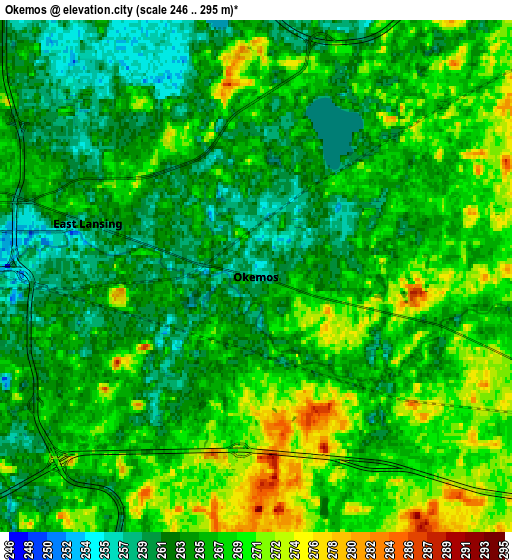 Zoom OUT 2x Okemos, United States elevation map