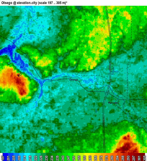 Zoom OUT 2x Otsego, United States elevation map