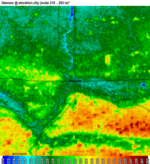 Zoom OUT 2x Owosso, United States elevation map