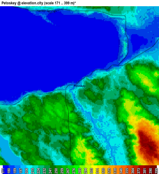 Zoom OUT 2x Petoskey, United States elevation map