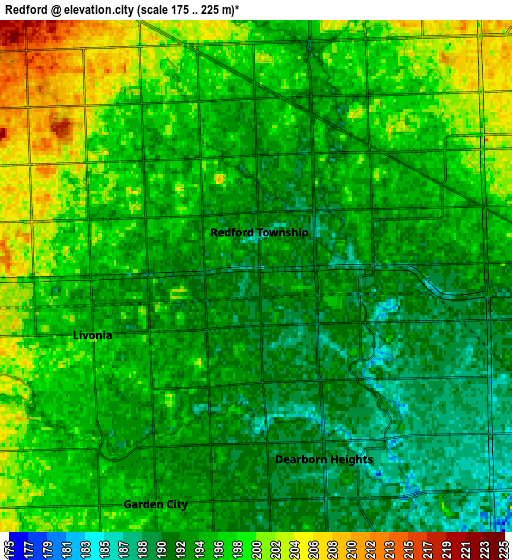 Zoom OUT 2x Redford, United States elevation map