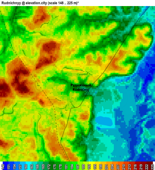 Zoom OUT 2x Rudnichnyy, Russia elevation map