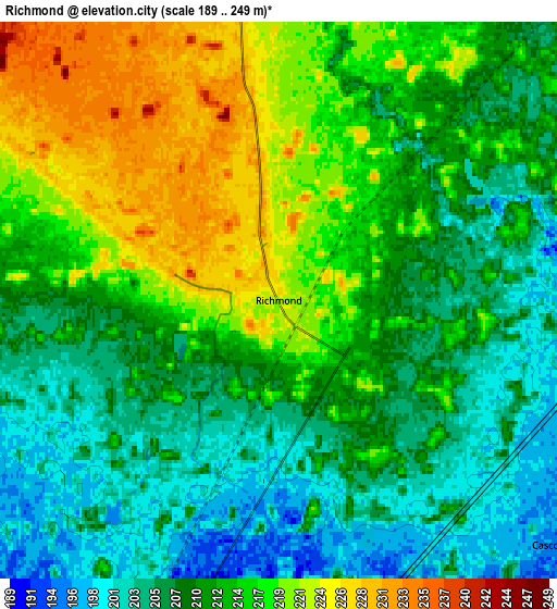 Zoom OUT 2x Richmond, United States elevation map