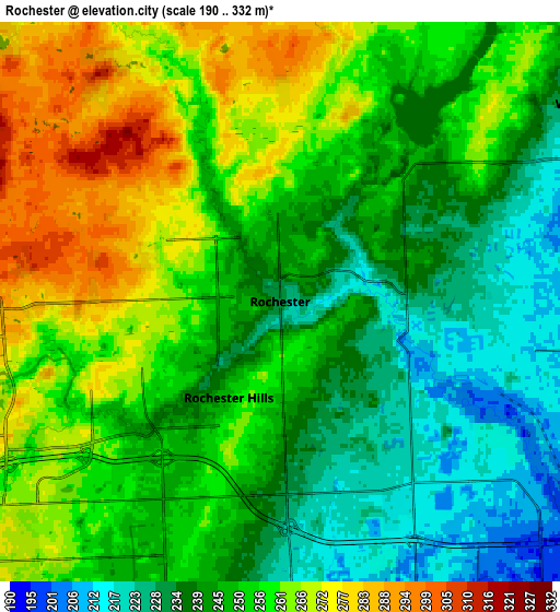 Zoom OUT 2x Rochester, United States elevation map