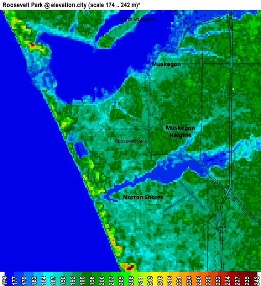 Zoom OUT 2x Roosevelt Park, United States elevation map