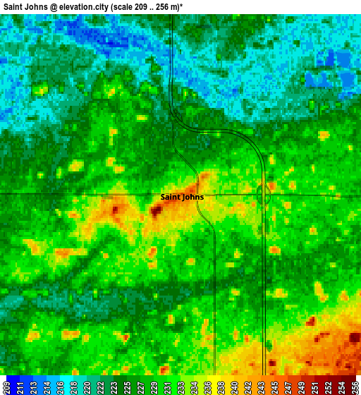 Zoom OUT 2x Saint Johns, United States elevation map